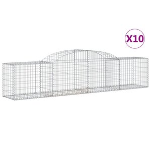 vidaXL Paniers à gabions arqués 10 Pièces 300x50x60/80 cm fer galvanisé