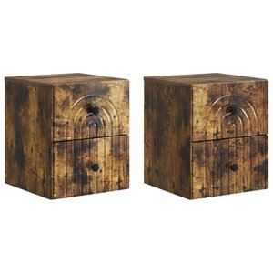 vidaXL Cabinet de chevet mural 2 pc Chêne fumé 33 x 34 5 x 40 cm