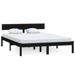 vidaXL Cadre de lit Noir Bois de pin massif 160x200 cm