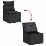 vidaXL Salon de jardin 10 Pièces avec coussins noir résine tressée acacia