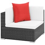 vidaXL Salon de jardin 7 Pièces avec coussins Résine tressée Noir