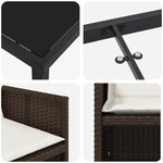 vidaXL Ensemble de salle à manger de jardin 5 pièces avec coussins en poly rattan marron