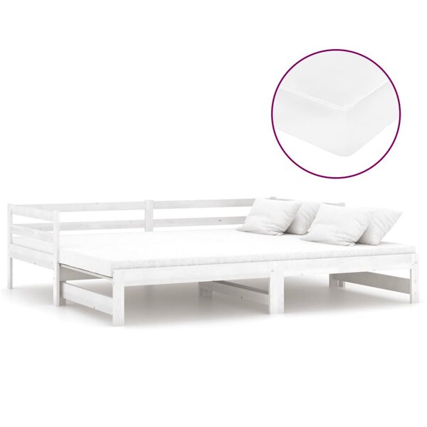 vidaXL Lit coulissant 2x(90x200) cm Blanc Bois de pin massif