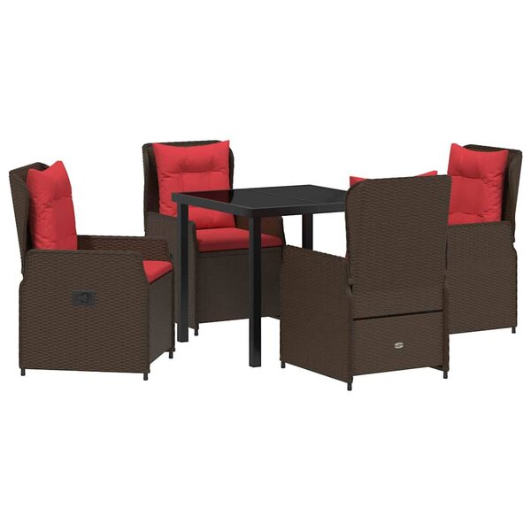 vidaXL Ensemble de salle à manger pour jardin 5 Pièces Marron Poly rotin