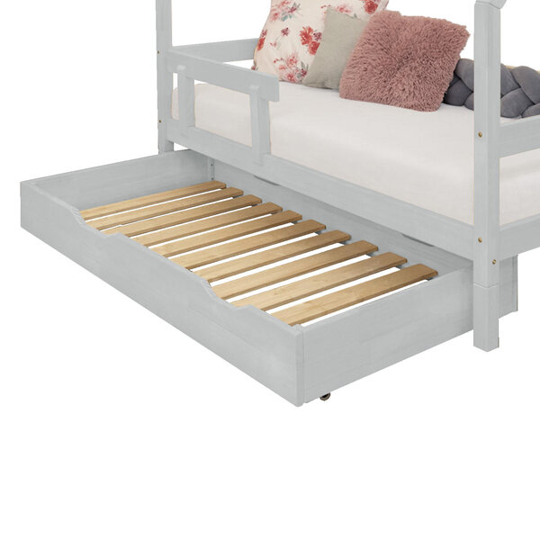 Tiroir de lit 90 x 180 avec sommier BUDDY - gris clair