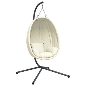 vidaXL Chaise suspendue en forme d'œuf et support beige tissu et acier