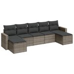 vidaXL Salon de jardin avec coussins 7 Pièces gris résine tressée