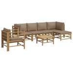 vidaXL Salon de jardin 7 Pièces avec coussins taupe bambou
