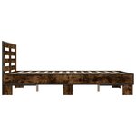 vidaXL Cadre de lit chêne fumé 120x200 cm bois d'ingénierie et métal
