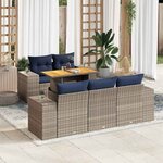 vidaXL Salon de jardin 6 Pièces avec coussins gris résine tressée