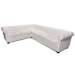 vidaXL Canapé d'angle Chesterfield 6 places Cuir artificiel Blanc
