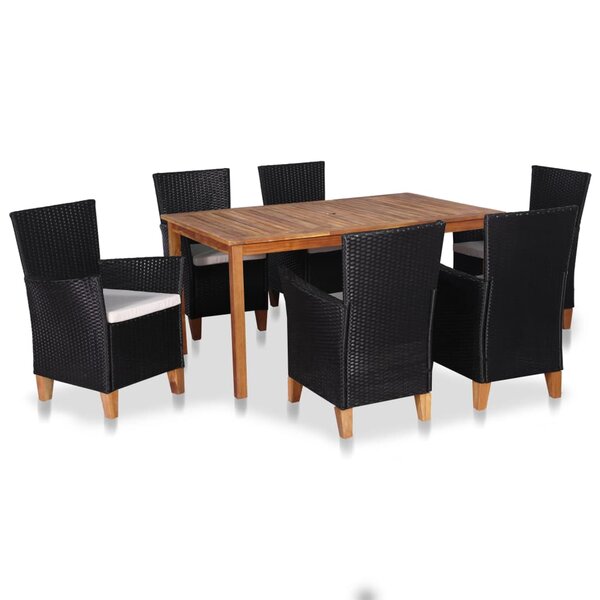 vidaXL Ensemble à manger d'extérieur 7 Pièces Résine tressée Noir marron