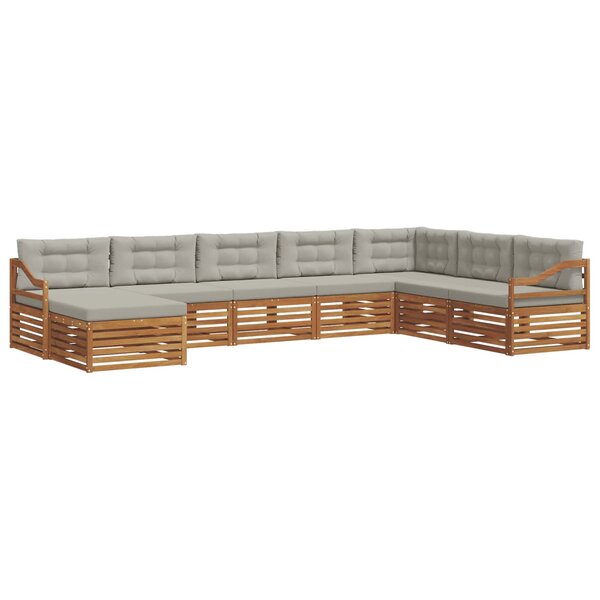 vidaXL Ensemble de canapés d'extérieur 8 Pièces Gris Naturel et Clair
