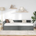 vidaXL Cadre de lit d'angle Gris foncé 90 cm x 190 cm Velours