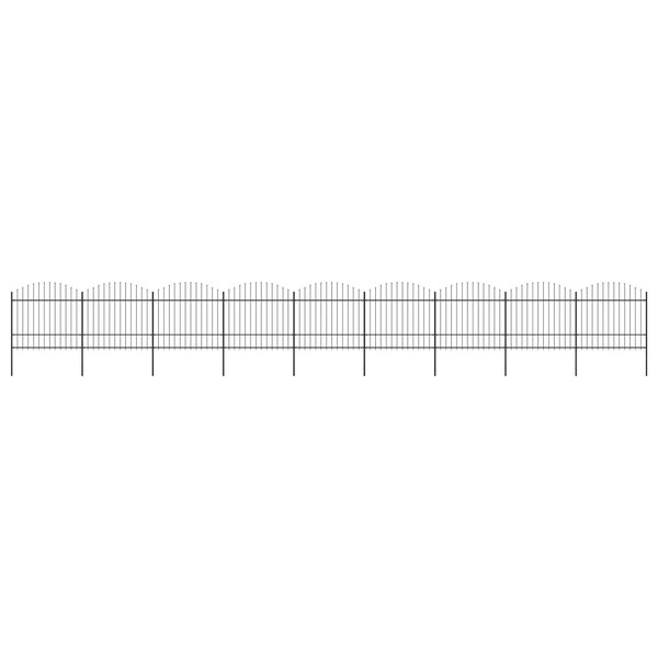 vidaXL Clôture de jardin à dessus en lance Acier (1 5-1 75)x15 3m Noir