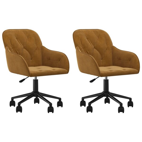 vidaXL Chaises pivotantes à manger lot de 2 Marron Velours