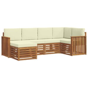 vidaXL Ensemble de canapés d'extérieur 6 pc Naturel et Crème Polyester