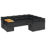 vidaXL Salon de jardin 10 Pièces avec coussins noir résine tressée