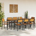 vidaXL Ensemble de salle à manger de jardin 9 pièces en bois d'acacia massif et métal