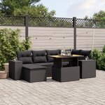 vidaXL Salon de jardin 7 Pièces avec coussins noir résine tressée