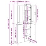 vidaXL Haut Armoire Bois Ancien 69 5 x 34 x 180 cm