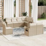 vidaXL Salon de jardin avec coussins 8 Pièces beige résine tressée