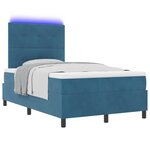 vidaXL Lit à ressort LED avec matelas Bleu foncé 120 x 190 cm Velours
