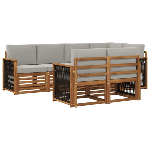 vidaXL Ensemble de canapés d'extérieur 6 pc Naturel et gris clair