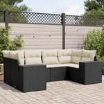 vidaXL Salon de jardin 6 Pièces avec coussins noir résine tressée