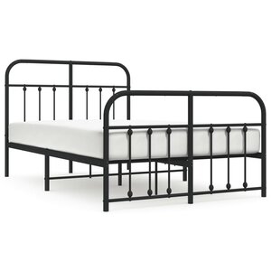 vidaXL Cadre de lit métal sans matelas avec pied de lit noir 120x190cm