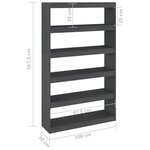 vidaXL Bibliothèque/Séparateur de pièce Gris 100x30x167 5cm Pin massif