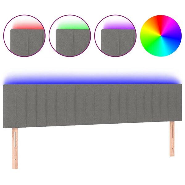 vidaXL Tête de lit à LED Gris foncé 180x5x78/88 cm Tissu