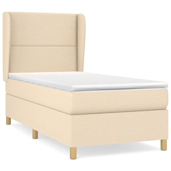 vidaXL Sommier à lattes de lit avec matelas Crème 100x200 cm Tissu