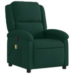 vidaXL Fauteuil inclinable de massage vert foncé velours
