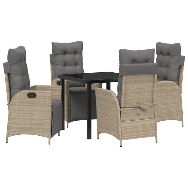 vidaXL Ensemble de salle à manger pour jardin 5 Pièces Beige polyrotin