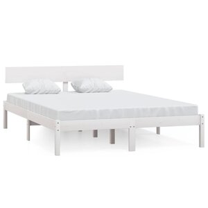 vidaXL Cadre de lit Blanc Bois de pin massif 140x190 cm