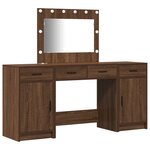 Ensemble coiffeuse 3 pièces avec LED en bois d'ingénierie chêne noir