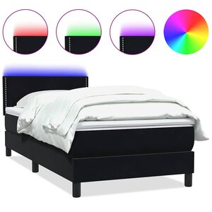 vidaXL Sommier à lattes de lit avec matelas et LED noir 80x220 cm velours