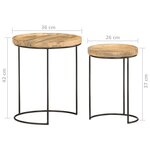 vidaXL Ensemble de table basse 2 Pièces bois de manguier massif et acier