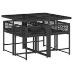 vidaXL Ensemble à manger de jardin coussins 5Pièces Noir Résine tressée