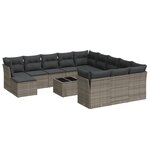 vidaXL Salon de jardin avec coussins 13 Pièces gris résine tressée