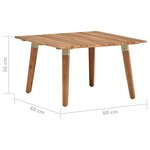 vidaXL Table basse de jardin 60x60x36 cm Bois solide d'acacia