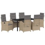vidaXL Ensemble de salle à manger pour jardin 7 Pièces Beige polyrotin