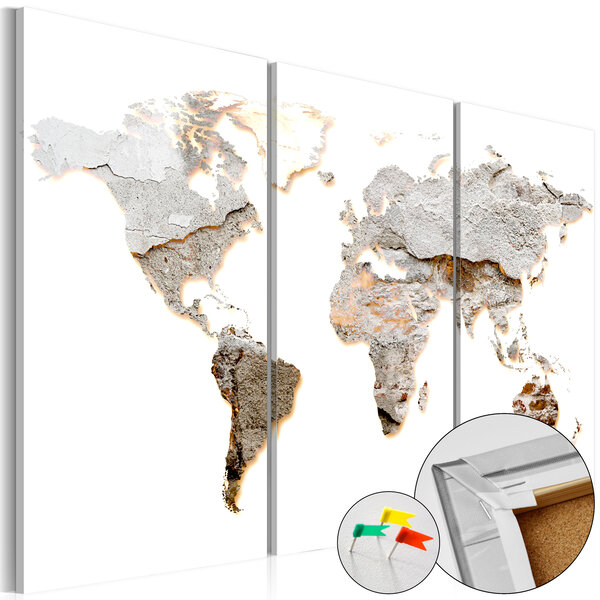 Tableau en liège - concrete continents [cork map] l x h en cm 120x80