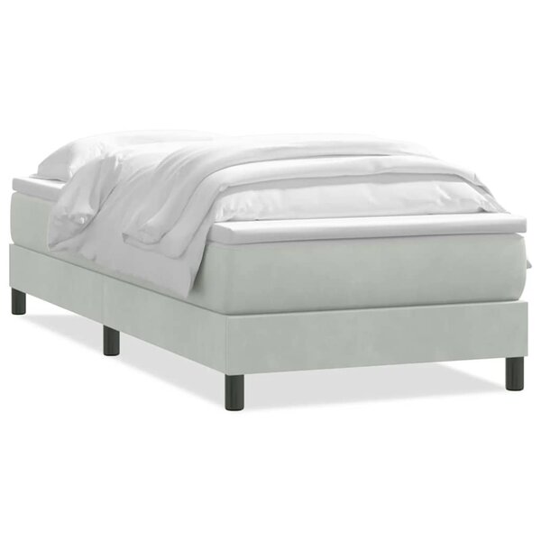 vidaXL Sommier à lattes de lit et matelas gris clair 90x210 cm velours