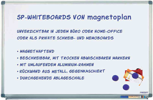 Tableau blanc Magnétique Laqué Cadre Alu (L)2400 x (H)1200 mm MAGNÉTOPLAN