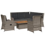 vidaXL Salon de jardin 6 Pièces avec coussins Gris Résine tressée