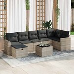 vidaXL Salon de jardin 8 Pièces avec coussins gris clair résine tressée