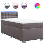 vidaXL Sommier à lattes de lit avec matelas Gris 80x200 cm Similicuir