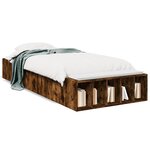 vidaXL Cadre de lit chêne fumé 75x190 cm bois d'ingénierie